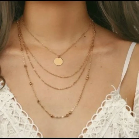 Boutique Multi-layered Coin Necklace Gold Color Simple Dainty Style - Picture 3 of 5